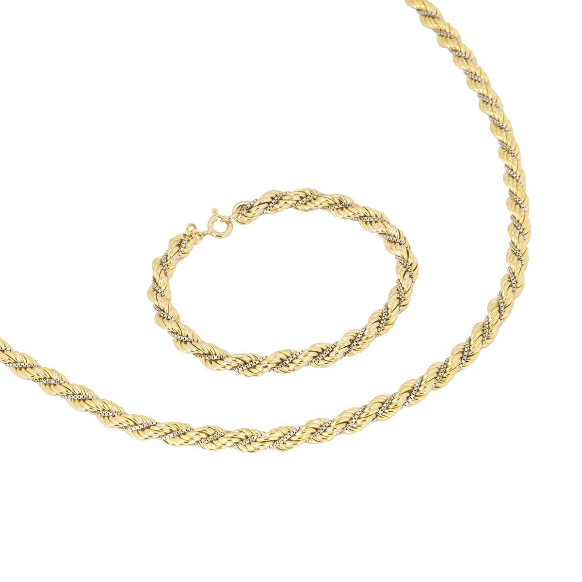 18k Two Colour Gold Necklace and Bracelet